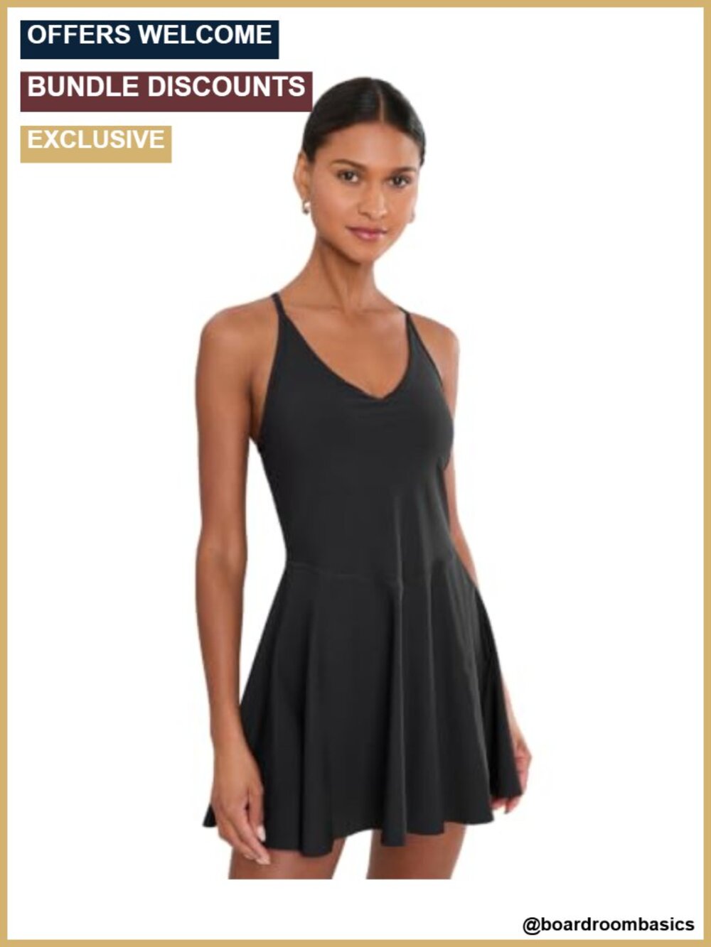 Beyond Yoga Youre A Force Mini Dress with Built-in Bra Sleeveless V-Neck